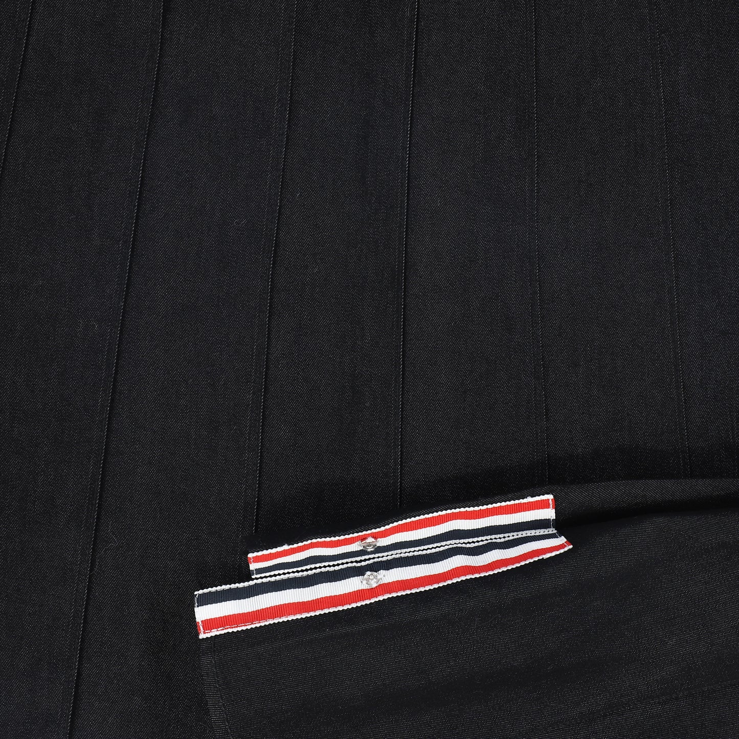 VALENTINA BLACK STRIPE DENIM PLEATED SKIRT