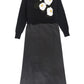 VALENTINA BLACK FLOWER EMBROIDERED SWEATER MAXI DRESS