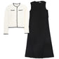 VALENTINA BLACK/IVORY CROCHET CARDIGAN MAXI DRESS