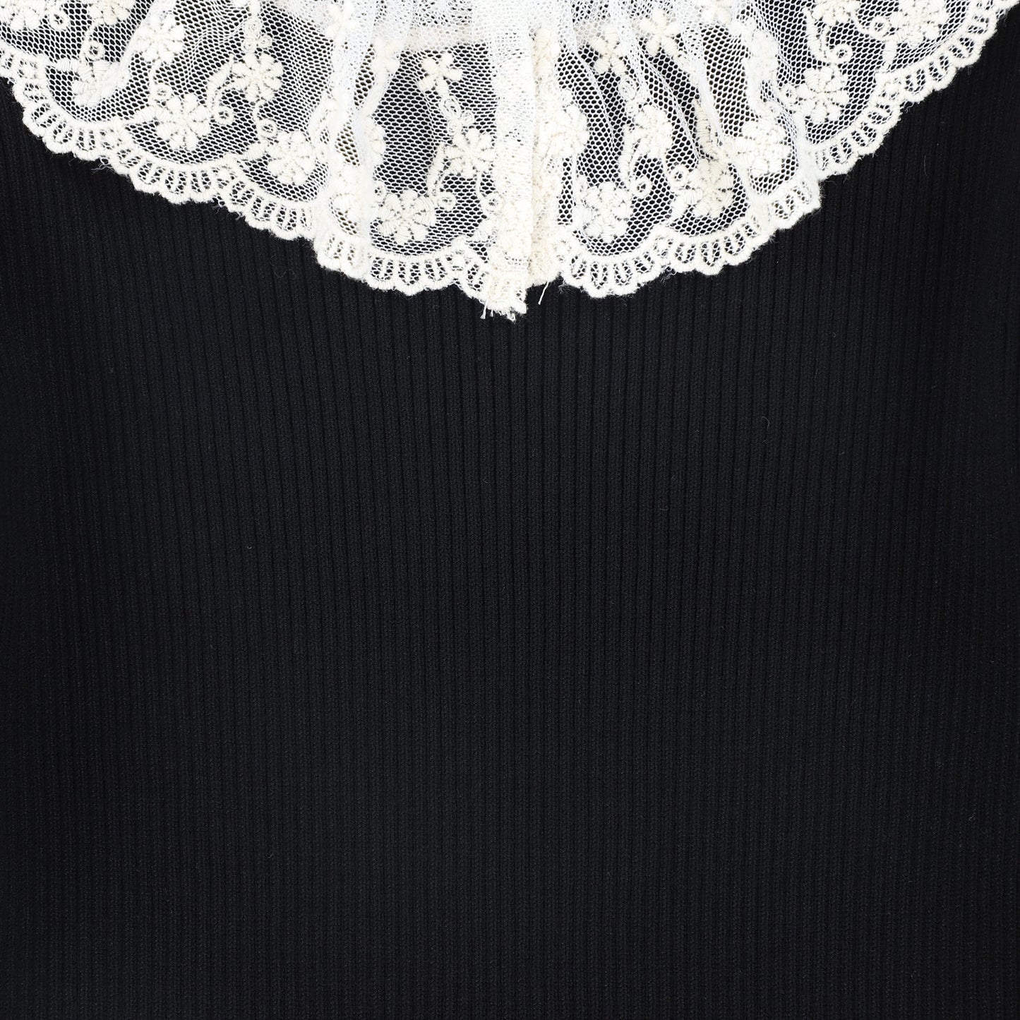 VALENTINA BLACK LACE COLLAR RIBBED SWEATER