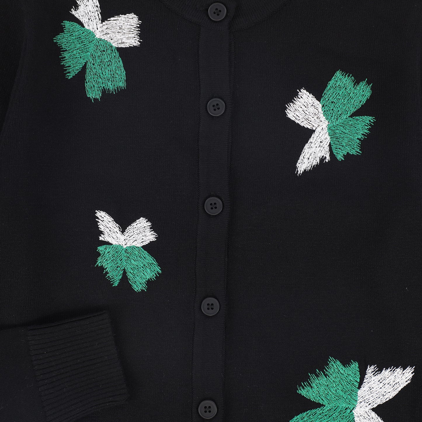 VALENTINA BLACK SCATTERED EMBROIDERY CARDIGAN
