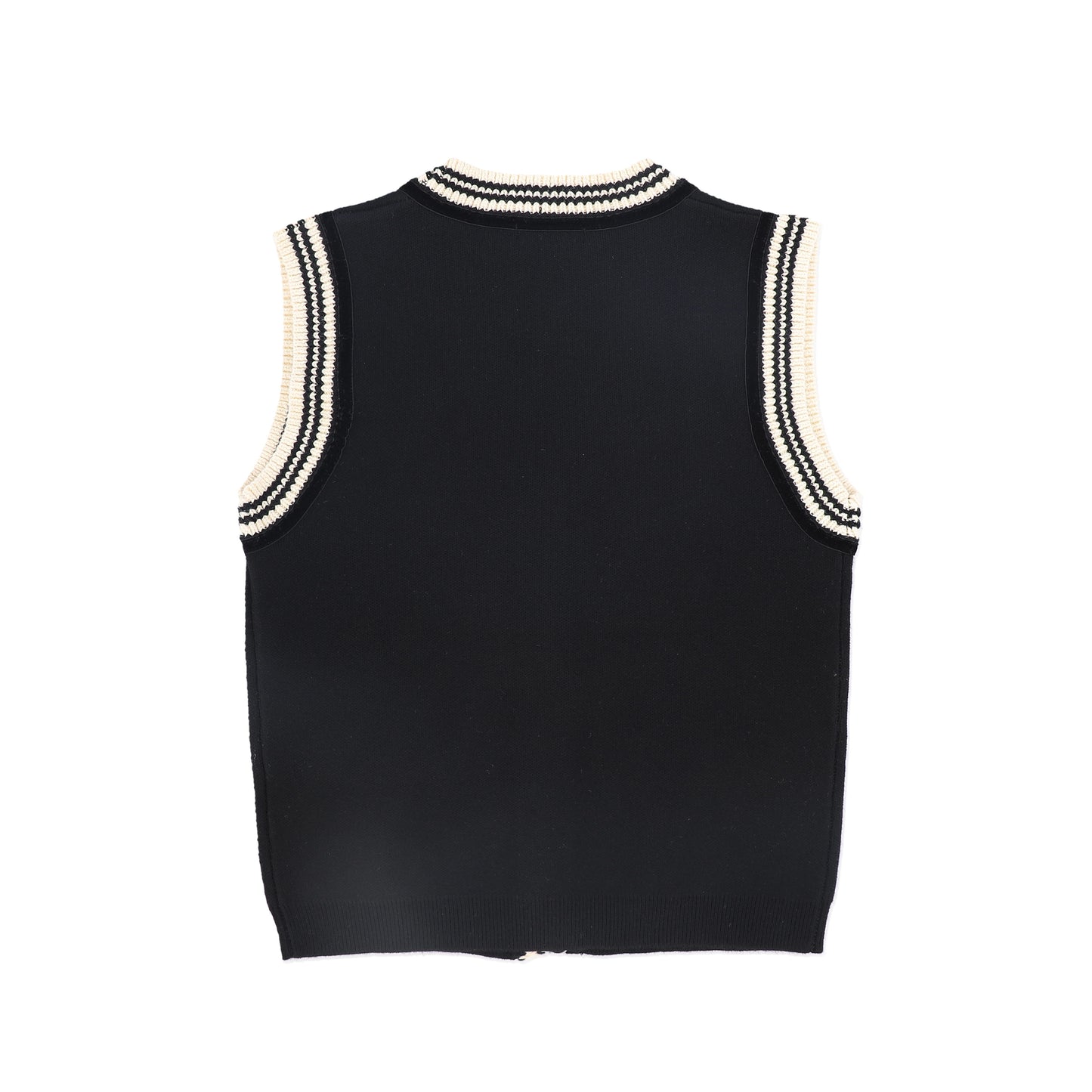 VALENTINA BLACK STRIPE TRIM KNIT VEST