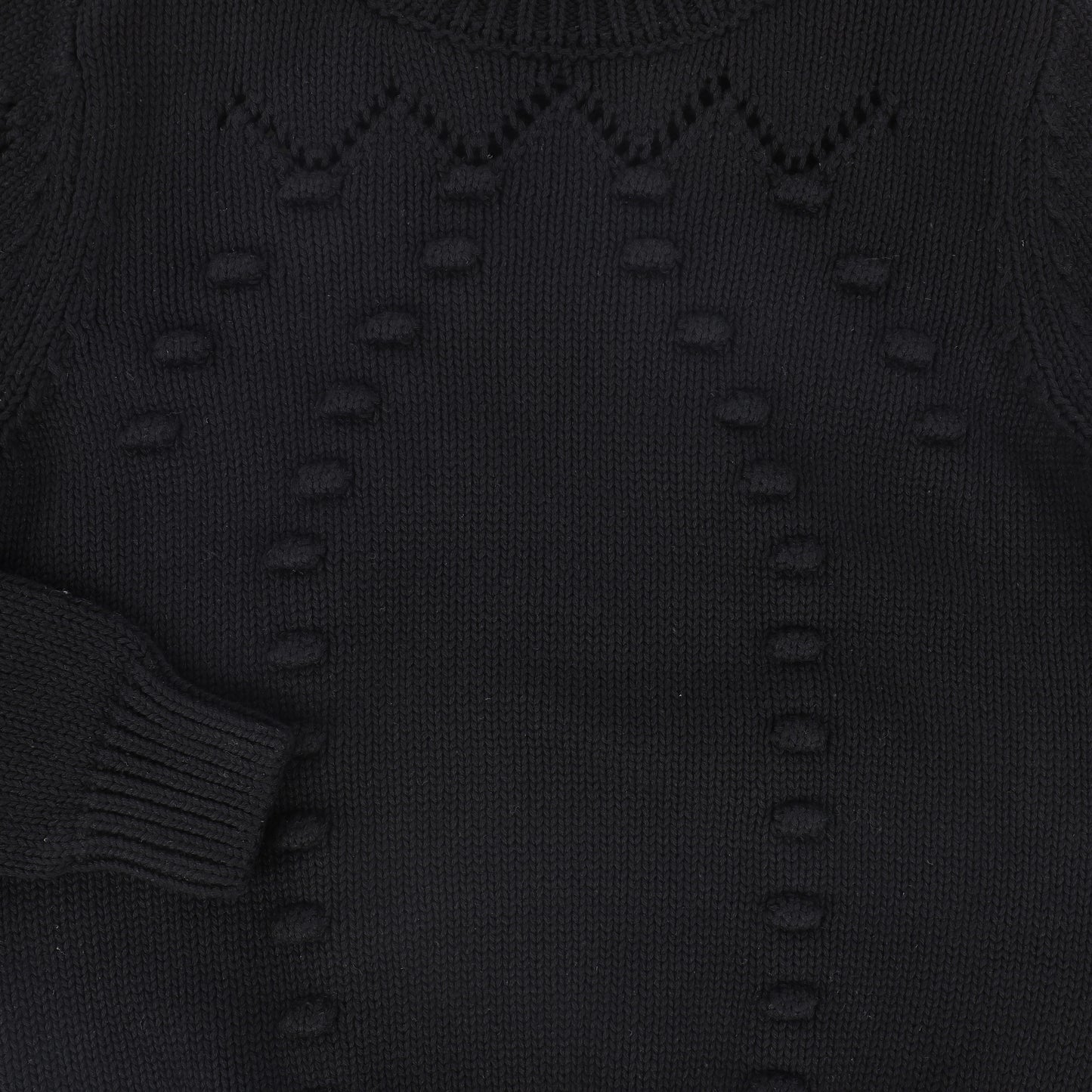 VALENTINA BLACK HEATHERED POM POM SWEATER
