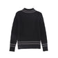 BAMBOO BLACK CABLE KNIT STRIPE TRIM SWEATER