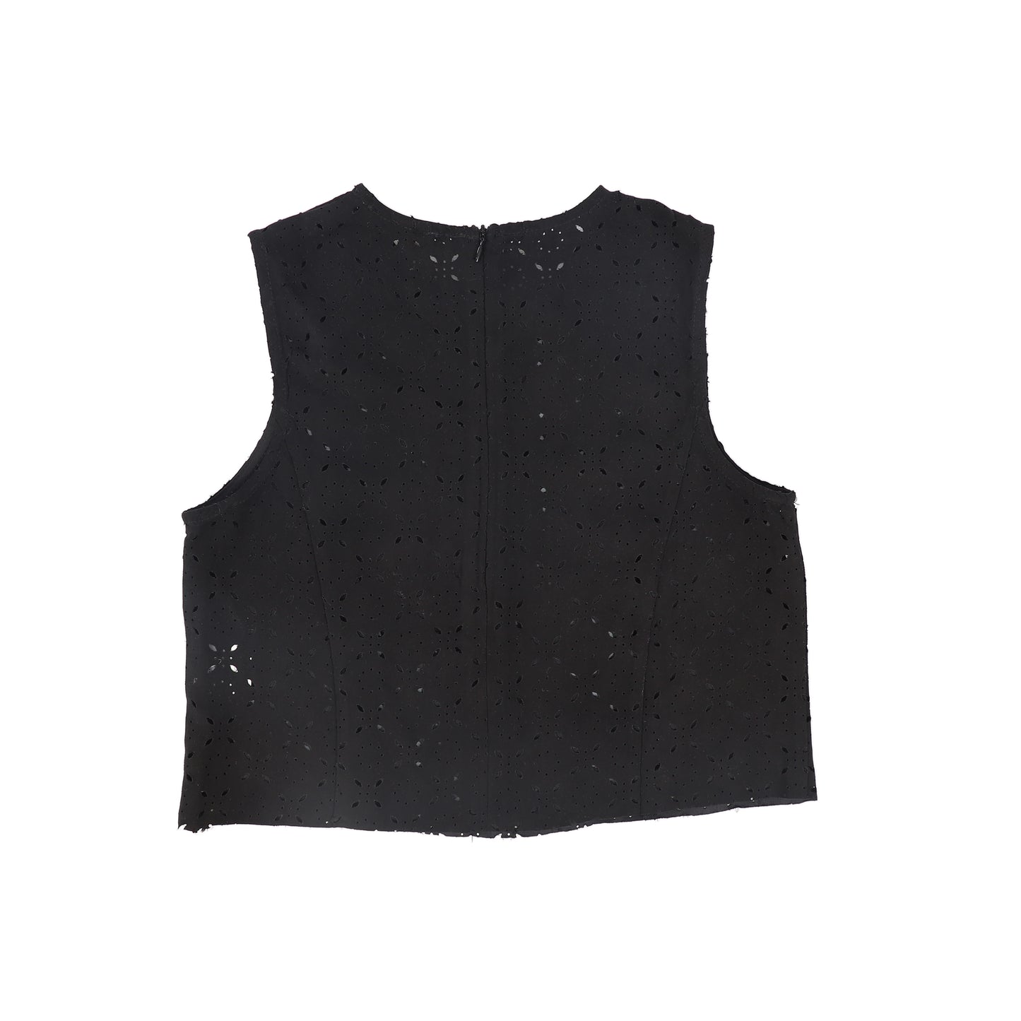 VALENTINA BLACK FLOWER CUTOUT VEST