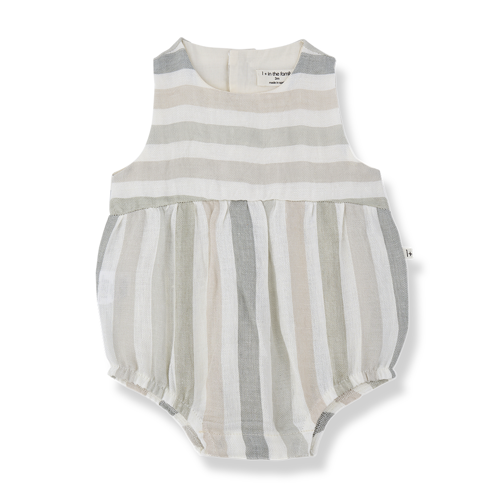 1+ IN THE FAMILY BEIGE STRIPED ROMPER