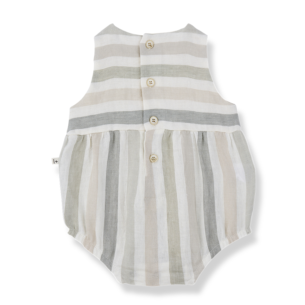 1+ IN THE FAMILY BEIGE STRIPED ROMPER