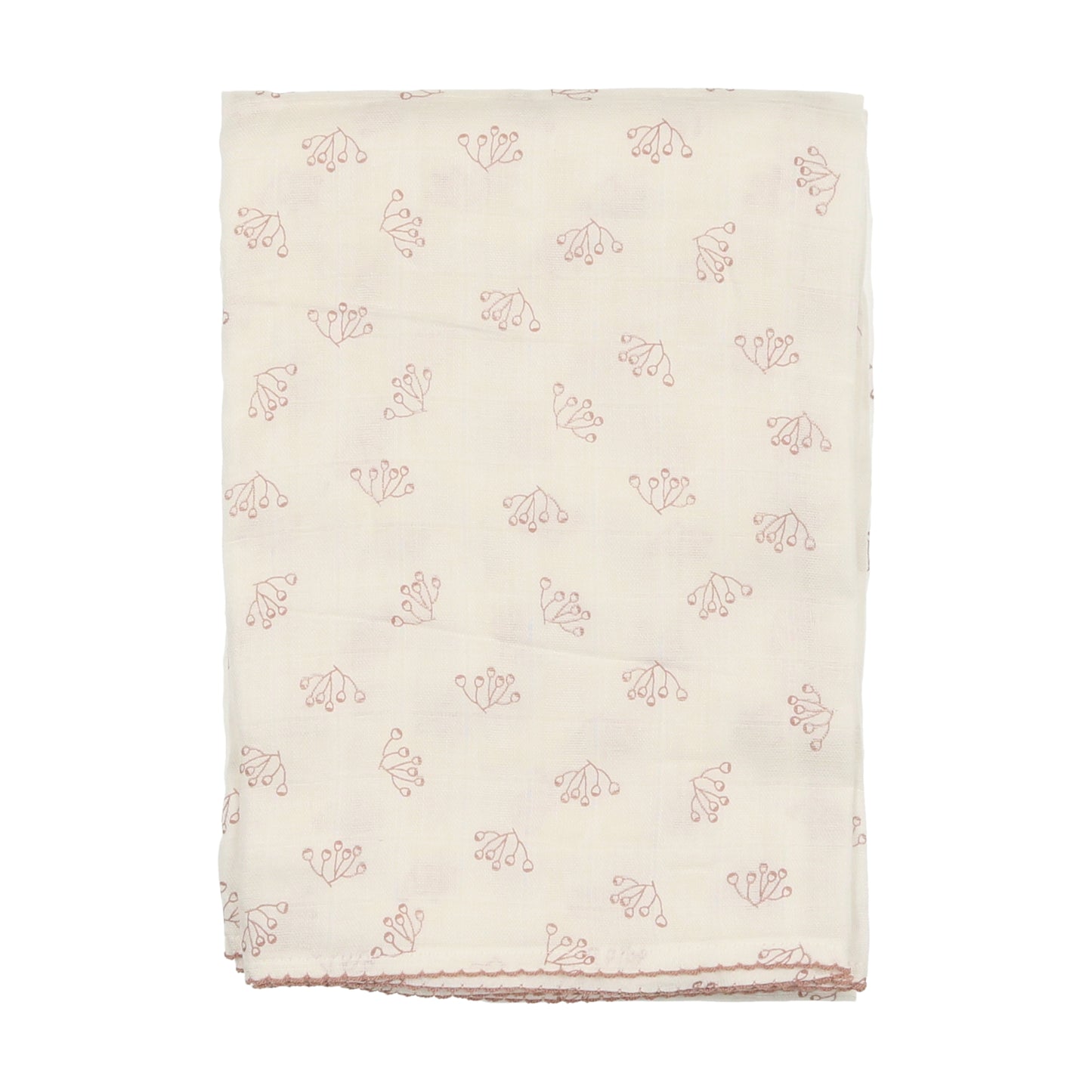 LILETTE WHITE/PINK SCALLOP BRANCHES MUSLIN SWADDLE