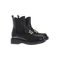 TWINSET BLACK LEATHER LOGO BUCKLE BOOTIE