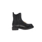 TWINSET BLACK LEATHER LOGO BUCKLE BOOTIE