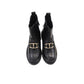 TWINSET BLACK LEATHER LOGO BUCKLE BOOTIE