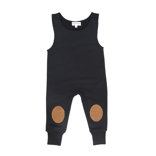 BOPOP BLACK SUEDE PATCH OVERALLS
