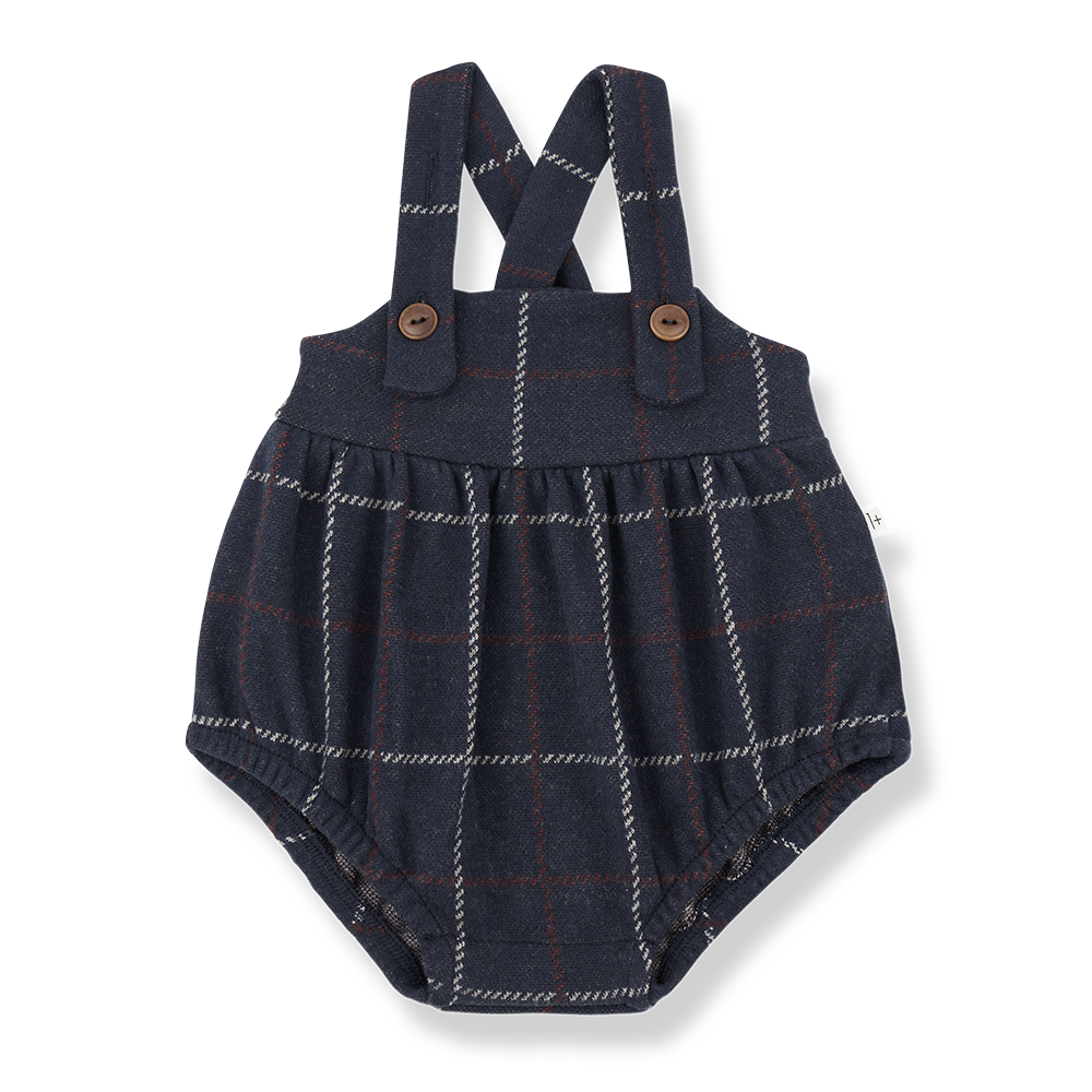 1+ IN THE FAMILY BLUE PLAID BUTTON ROMPER