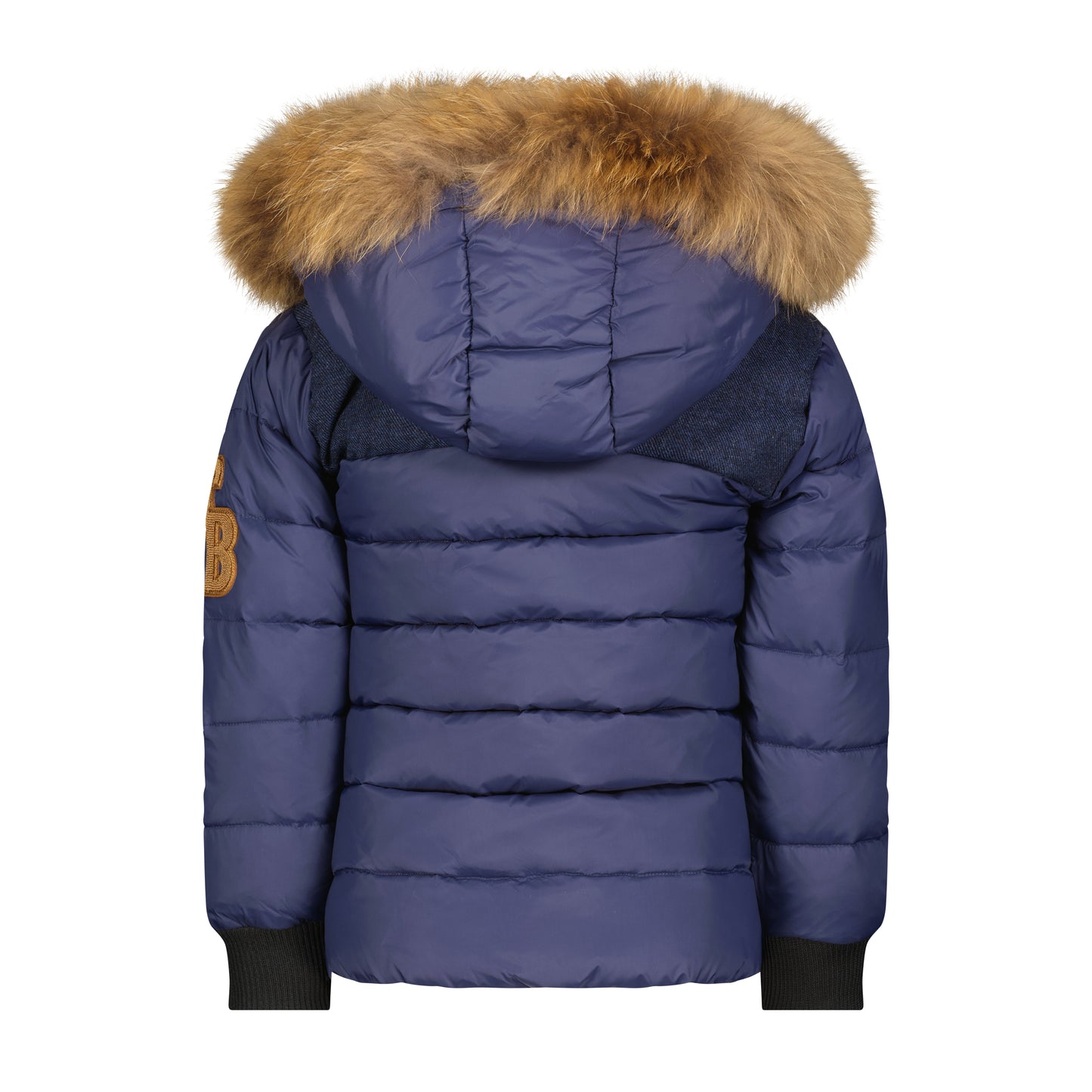 SCOTCH BONNET BLUE DENIM TWEED FUR TRIM PUFFER COAT