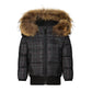 SCOTCH BONNET BLACK/GREEN PLAID FUR TRIM COAT