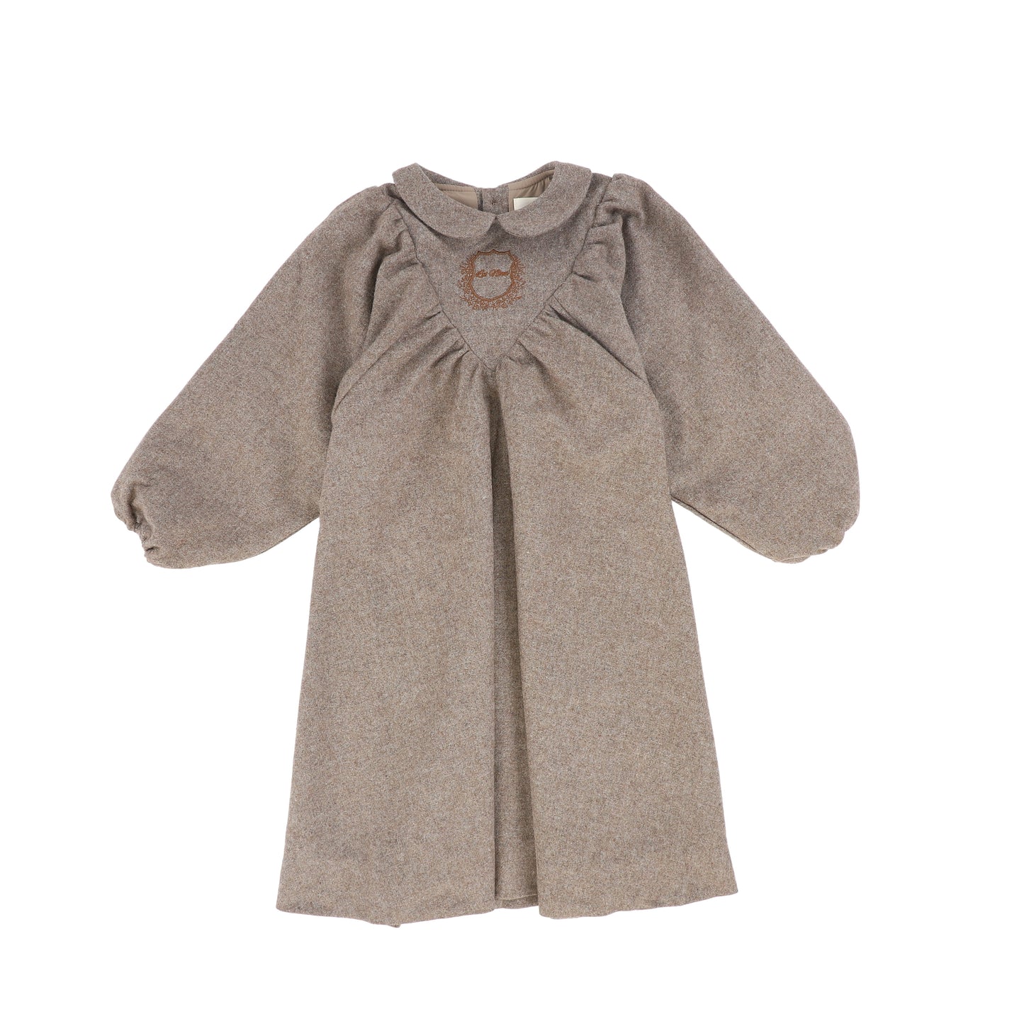 LA NINA BROWN WOOL EMBLEM COLLAR DRESS