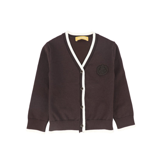 LE BOURDON BROWN TRIM BORDER CARDIGAN
