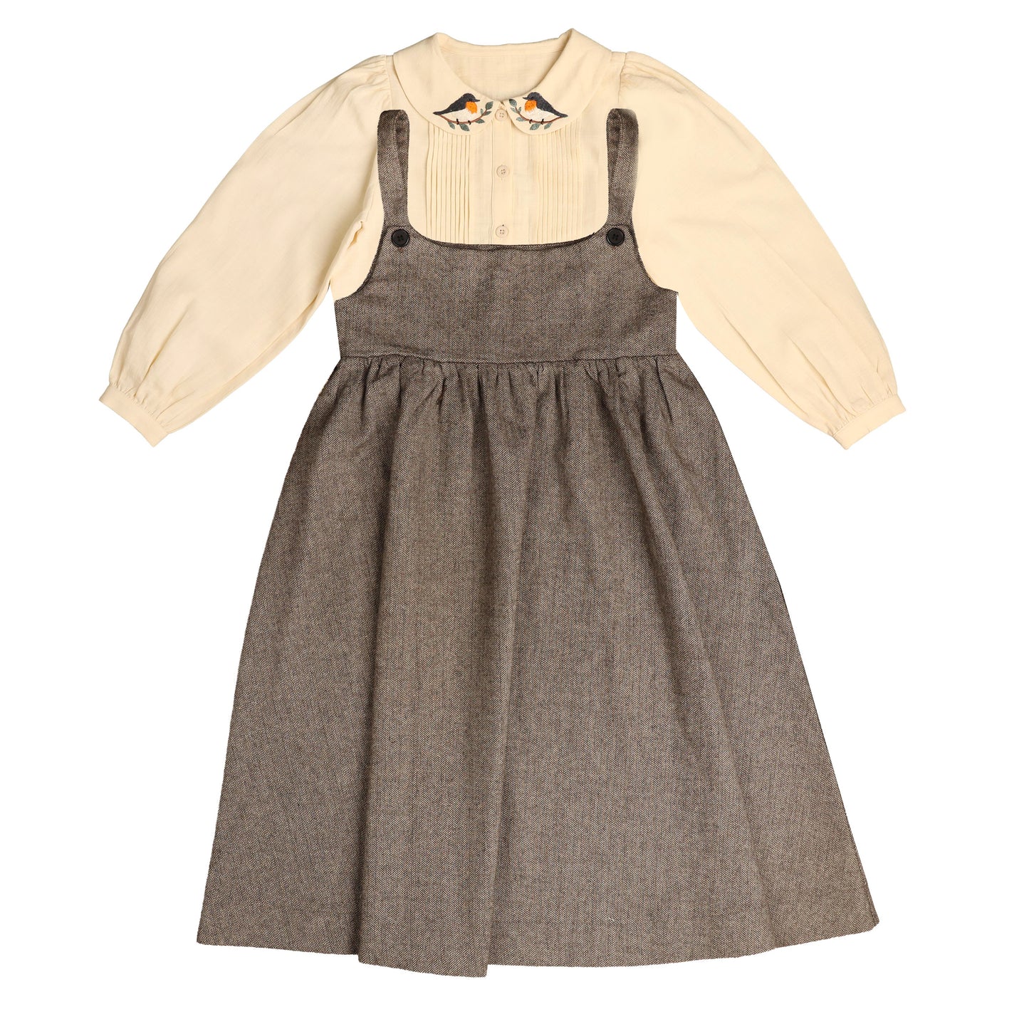 BELATI TAUPE BIRD EMBROIDERED JUMPER SET