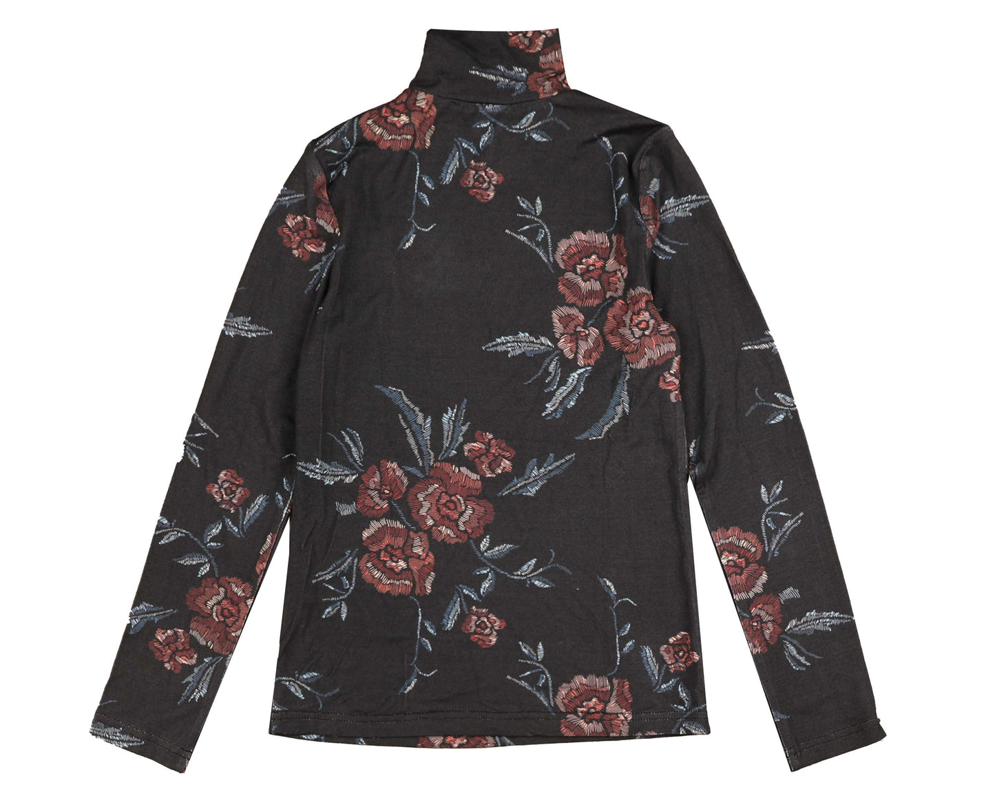 BELATI NAVY/RED FLOWER PRINT MODAL TURTLENECK [FINAL SALE]