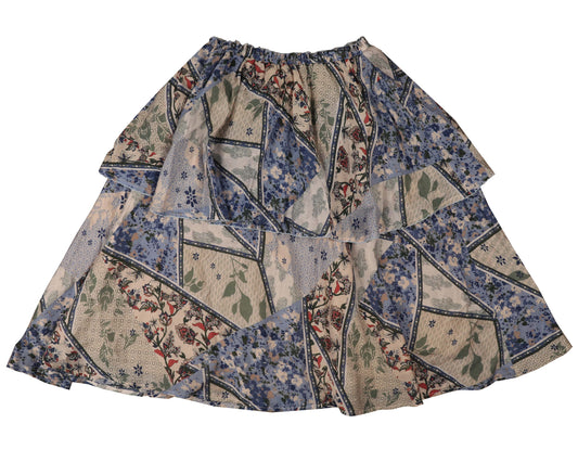 BELATI LIGHT BLUE FLORAL WAISTED SKIRT [FINAL SALE]