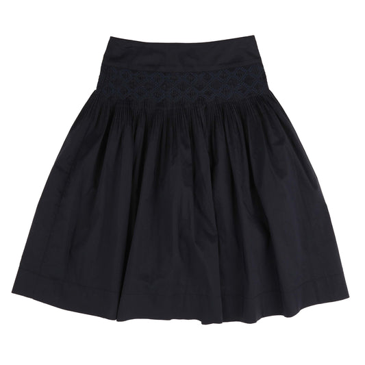 BELATI NAVY SMOCKED TAFFETA SKIRT