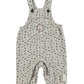 PIUPIUCHICK GREY DENIM TINY FLORAL POCKET OVERALLS