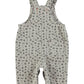 PIUPIUCHICK GREY DENIM TINY FLORAL POCKET OVERALLS