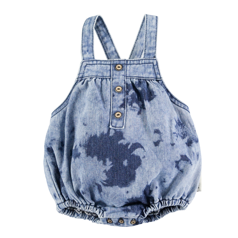 PIUPIUCHICK BLUE DENIM TIE DYE ROMPER