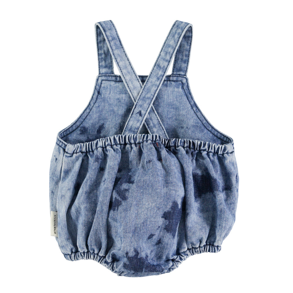 PIUPIUCHICK BLUE DENIM TIE DYE ROMPER