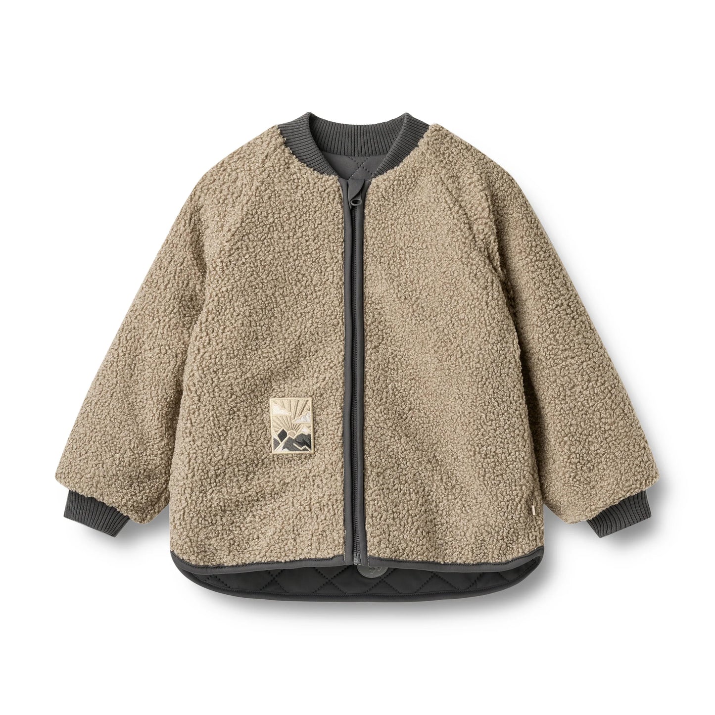 WHEAT CHARCOAL GREY QUILTED SHERPA LINED JACKET