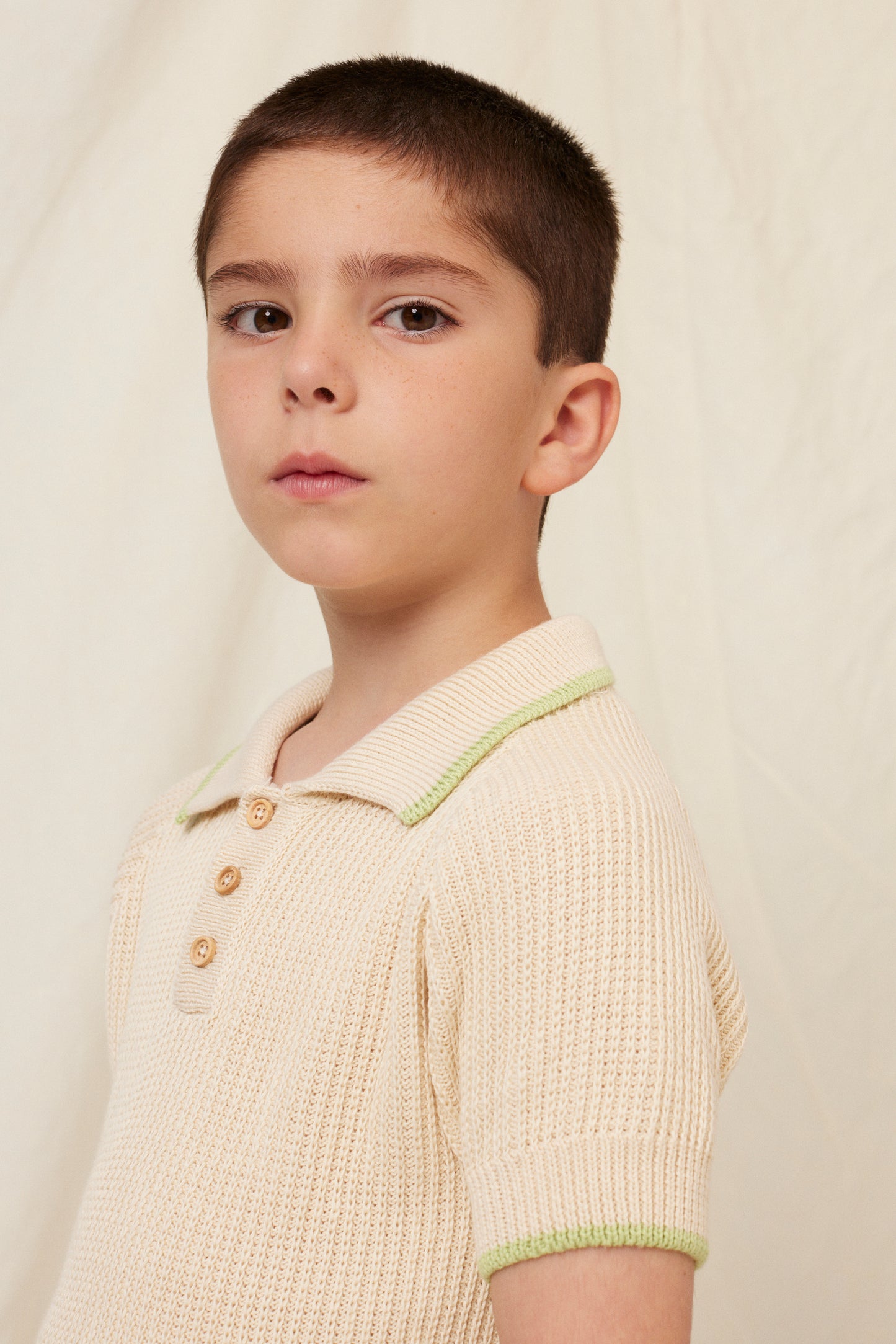 BEBE ORGANIC IVORY KNIT POLO