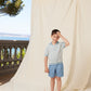 BEBE ORGANIC CREAM/BLUE STRIPED POLO [FINAL SALE]
