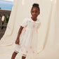 BEBE ORGANIC WHITE SILK PUFF SLEEVE BOW DRESS [FINAL SALE]