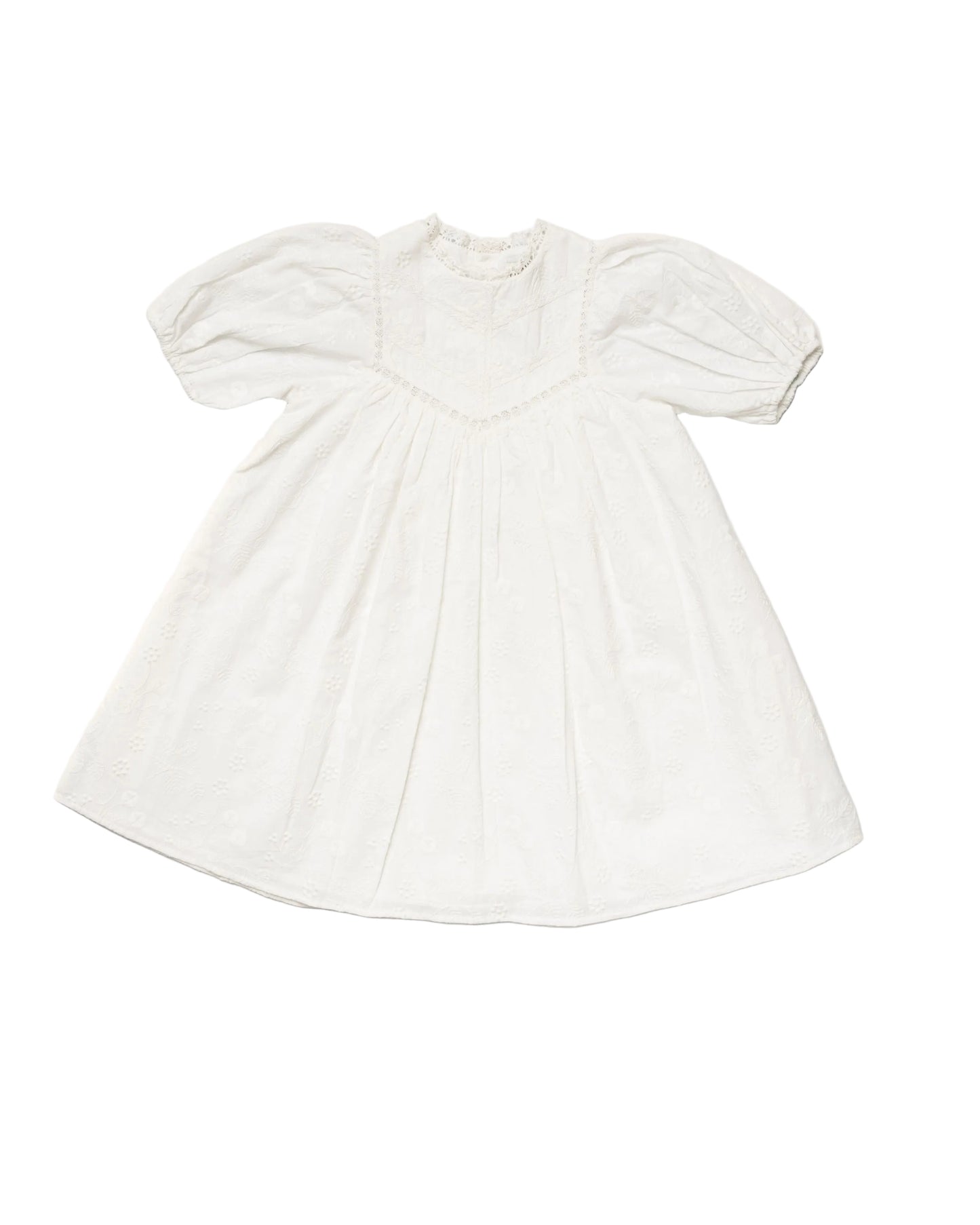EARLY SUNDAY IVORY GATHERED PUFF SLEEVE DRESS