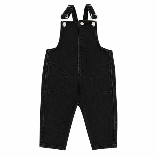 LITTLE PARNI BLACK DENIM OVERALLS