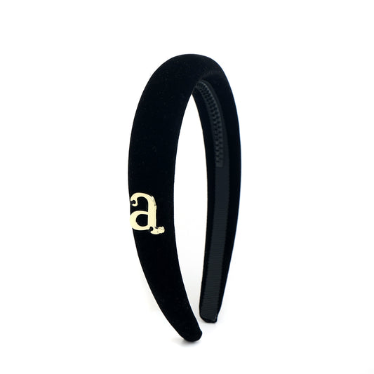 ARCHI BLACK VELVET GOLD DETAIL HEADBAND