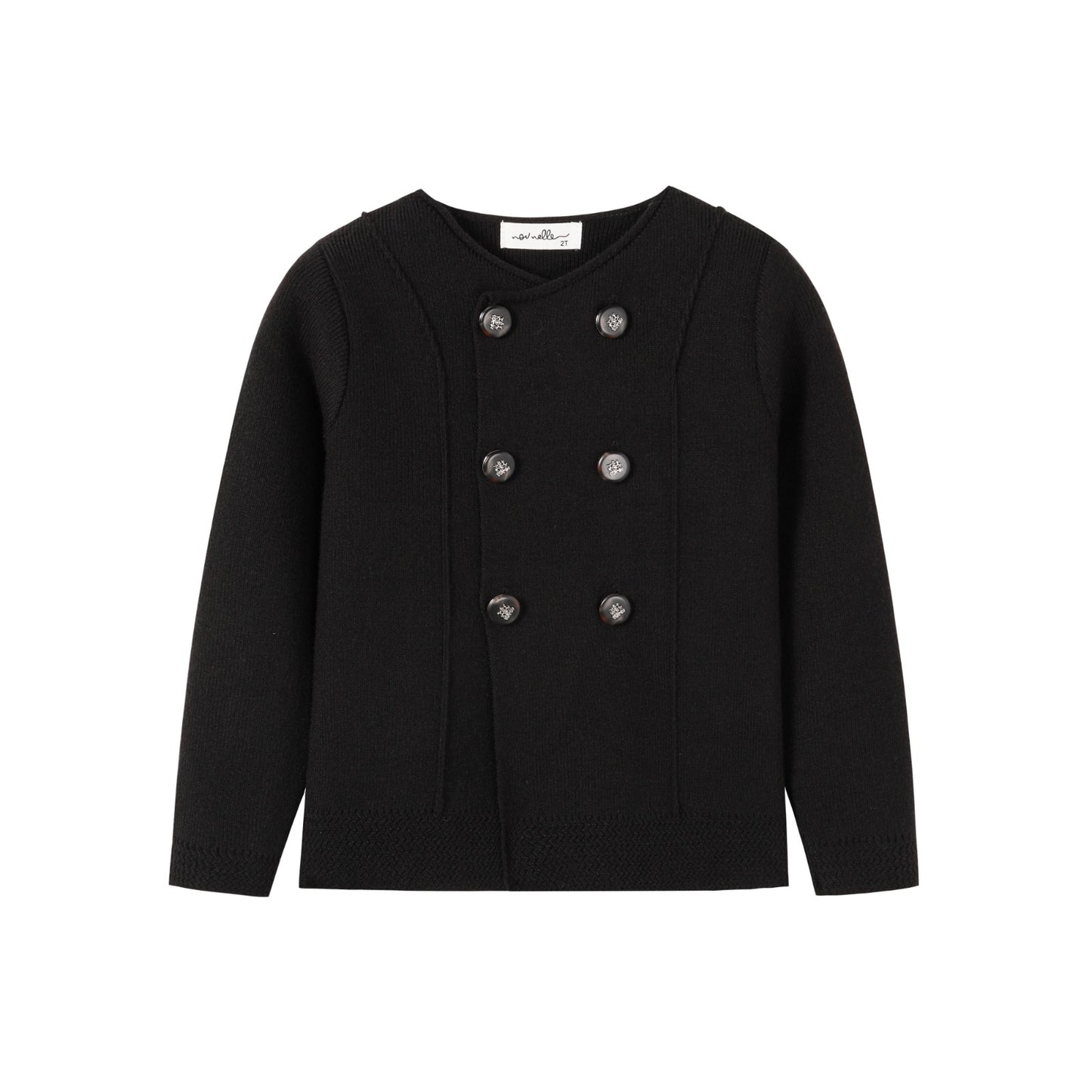 NOUNELLE BLACK DOUBLE BREASTED KNIT SWEATER