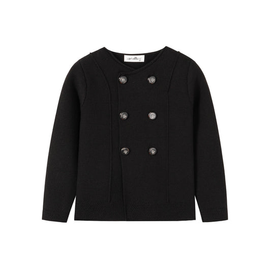 NOUNELLE BLACK DOUBLE BREASTED KNIT SWEATER