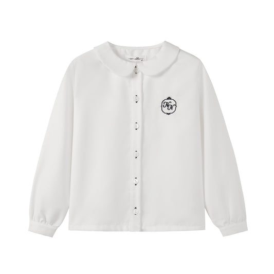 NOUNELLE WHITE EMBROIDERED LOGO SHIRT