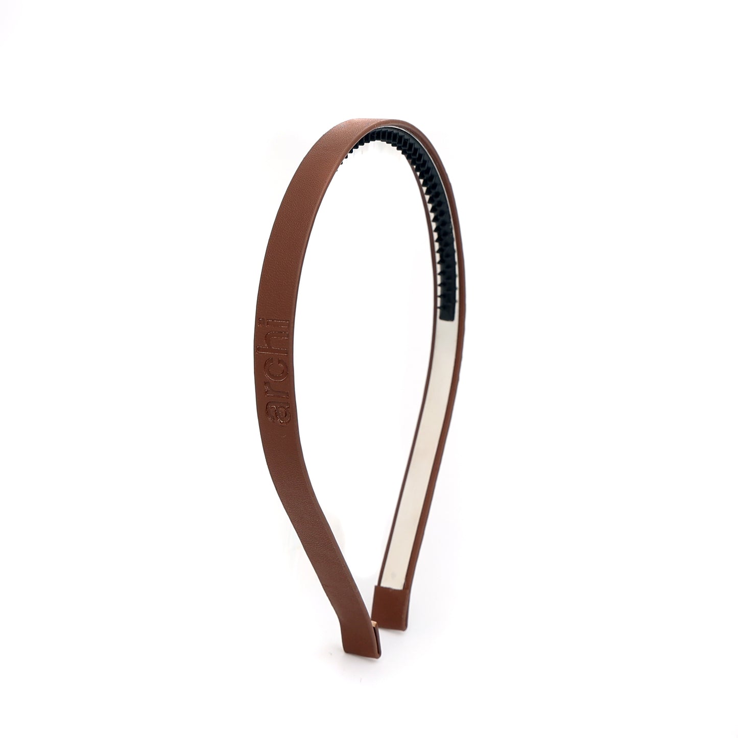 ARCHI BROWN LEATHER EMBOSSED HEADBAND