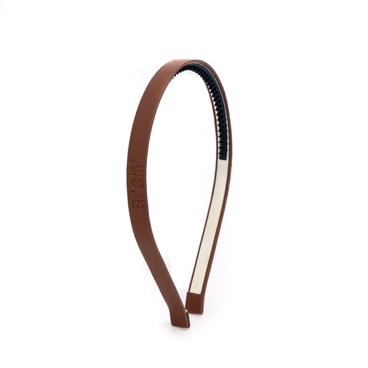 ARCHI BROWN LEATHER EMBOSSED HEADBAND