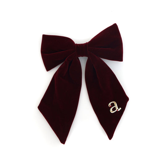 ARCHI BURGUNDY VELVET GOLD DETAIL BOW