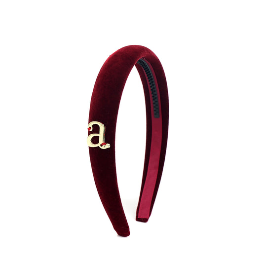 ARCHI BURGUNDY VELVET GOLD DETAIL HEADBAND [FINAL SALE]