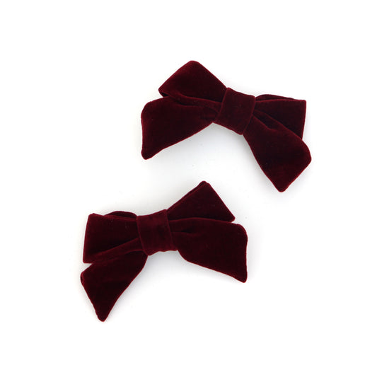 ARCHI BURGUNDY VELVET GOLD DETAIL MINI BOWS