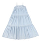 BAMBOO LIGHT BLUE DENIM BUTTON TIERED MAXI JUMPER [FINAL SALE]