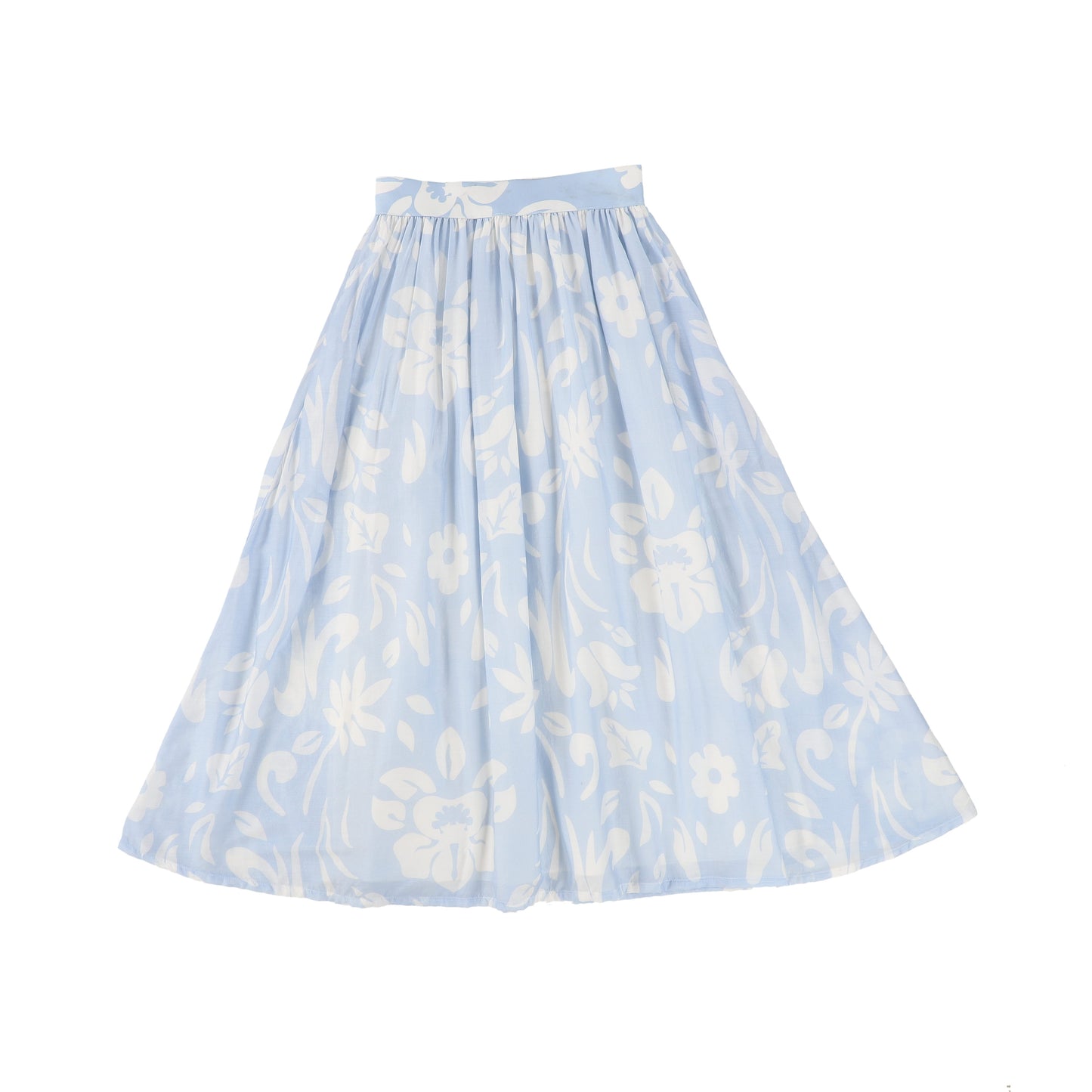 BAMBOO BLUE FLORAL PRINTED MIDI SKIRT [FINAL SALE]