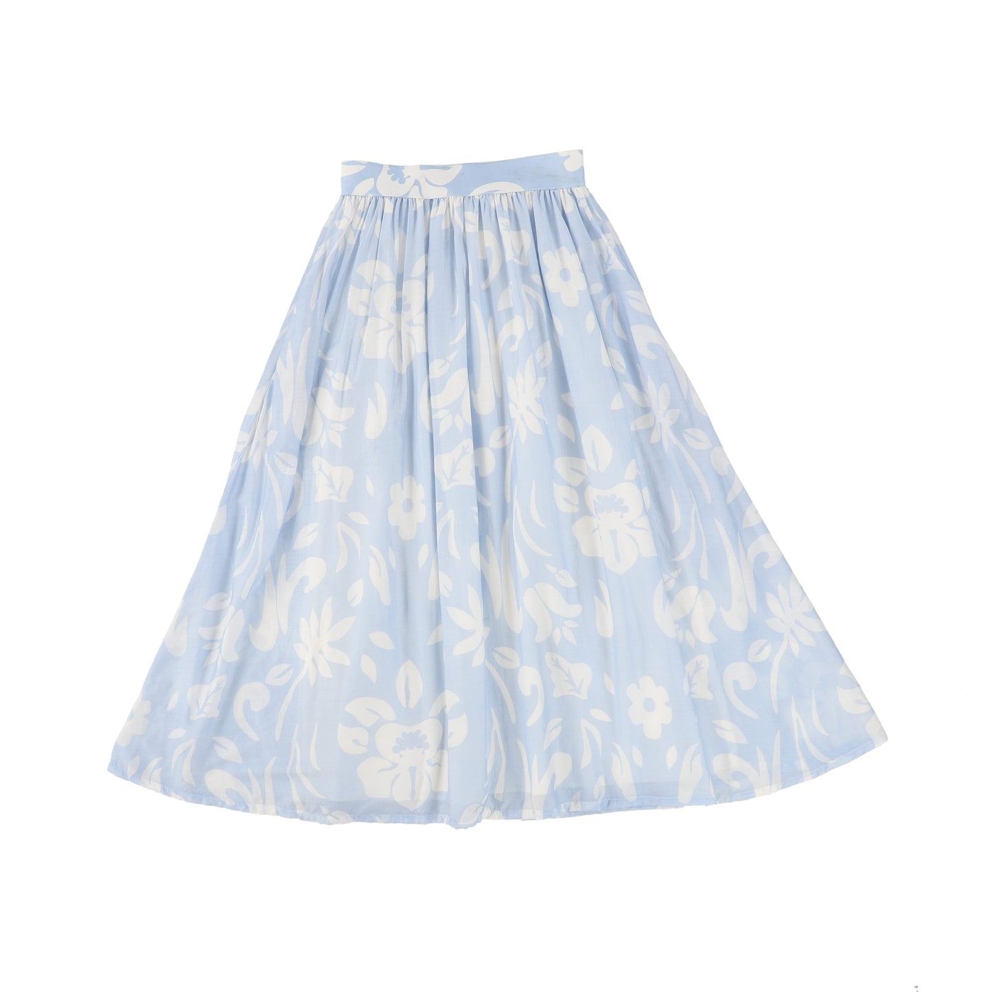 BAMBOO BLUE FLORAL PRINTED MIDI SKIRT [FINAL SALE]