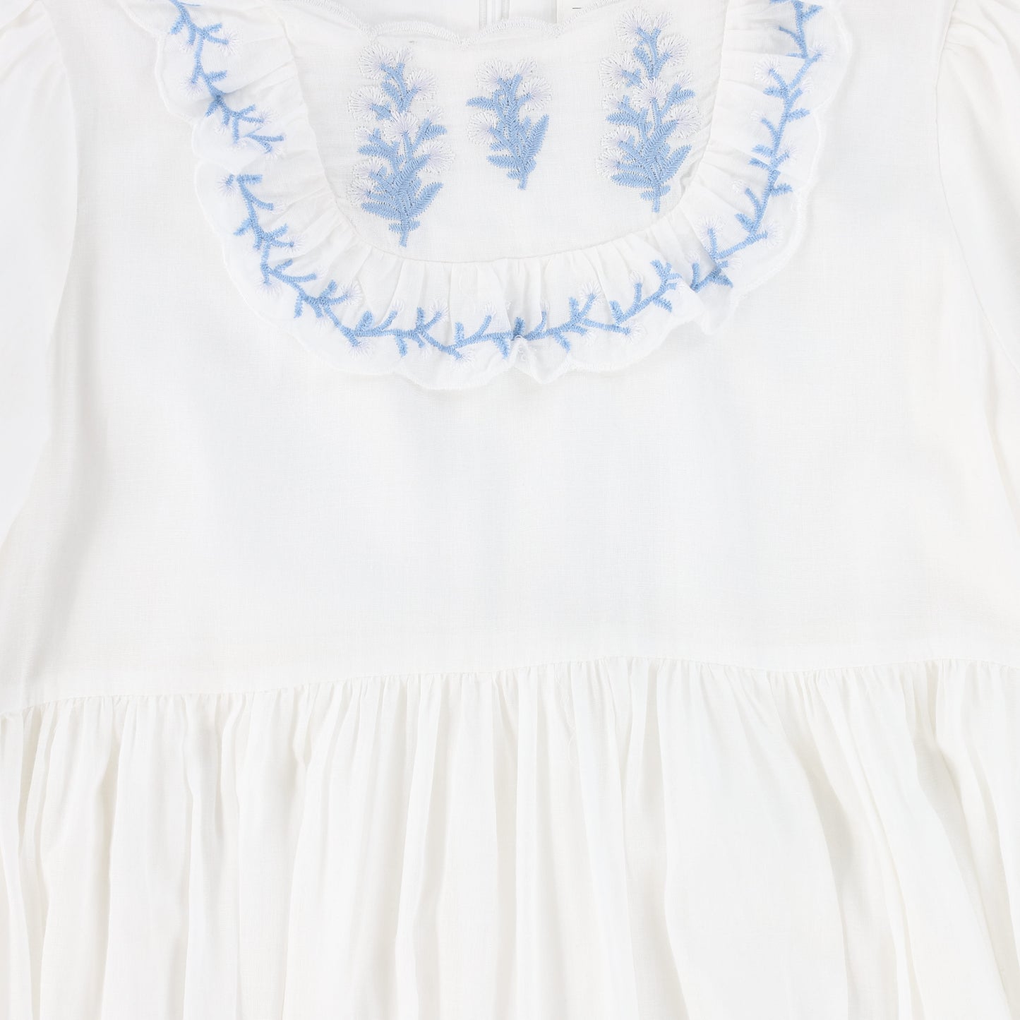 BAMBOO WHITE EMBROIDERED SCALLOP TRIM DRESS [FINAL SALE]