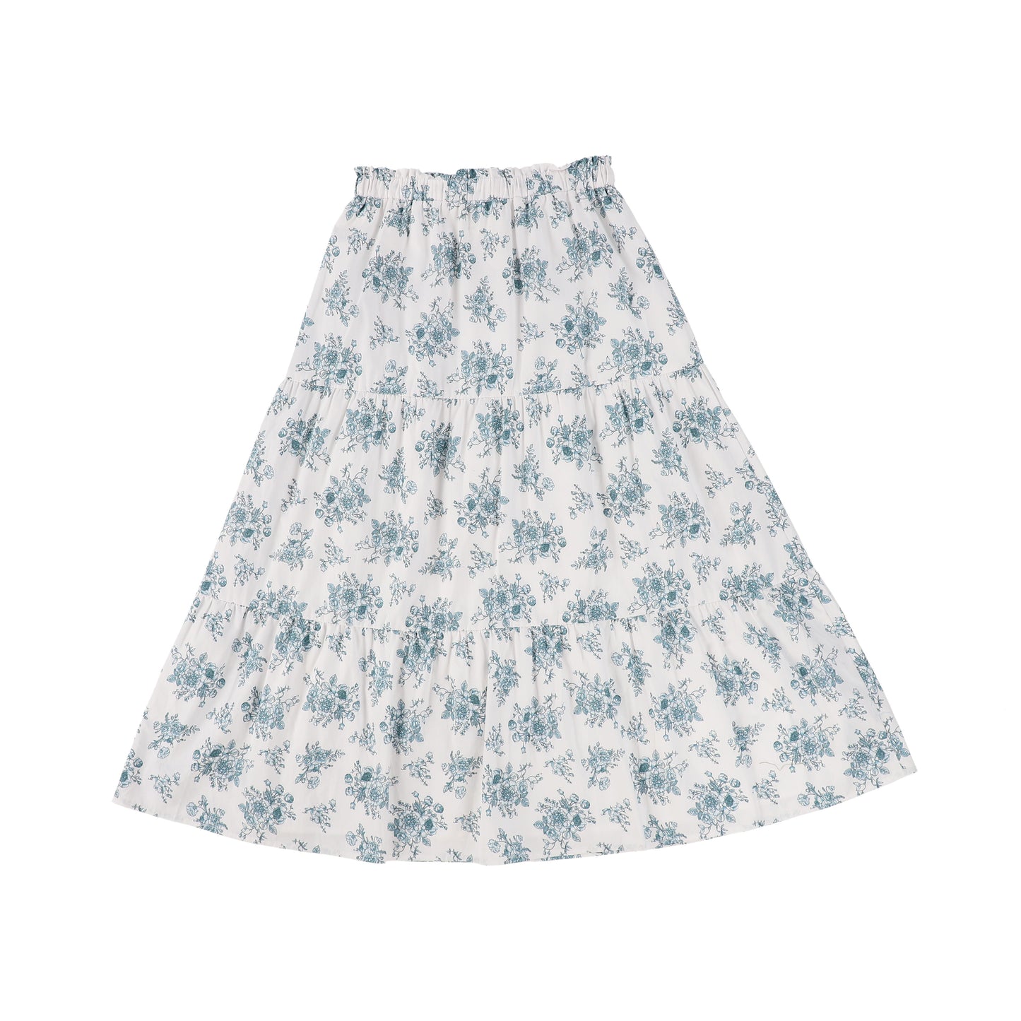 BAMBOO BLUE FLORAL BUNCHES TIERED SKIRT
