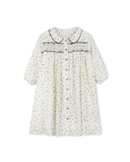 LILOU FLORAL GAUZE COLLARED BUTTON DOWN DRESS